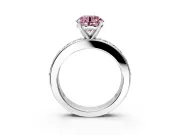 Solitaire Engagement Ring Setting for Fancy Pink Round Cut Center with Channel-Set Accents and Prong Head in White Gold