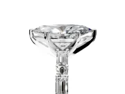 Baguette Engagement Ring Setting for Marquise Center with Alternating Bar-Set Band and Prong Head in White Gold