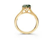 Solitaire Engagement Ring Setting for Fancy Green Heart-Shaped Center with Narrow Cathedral Band and Prong Head in Yellow Gold