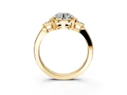 Cluster Engagement Ring Setting for Round Cut Center with Milgrain Shoulder Clusters and Prong Head in Yellow Gold
