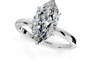Hidden Halo Engagement Ring Setting for Marquise Center with Plain Band and Tall Prong Head in Sterling Silver