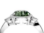 Cluster Engagement Ring Setting for Fancy Green Round Cut Center with Milgrain Shoulder Clusters and Prong Head in Platinum