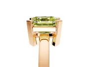 Solitaire Engagement Ring Setting for Fancy Yellow Asscher Cut Center with Plain Band and Flat Tab Prong Head in Rose Gold