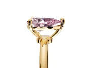Minimalist Solitaire Engagement Ring Setting for Fancy Pink Pear-Shaped Center with Thin Band and Prong Head in Yellow Gold
