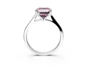 Solitaire Engagement Ring Setting for Fancy Pink Asscher Cut Center with Tapered Shoulders and Prong Head in Platinum