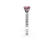 Solitaire Engagement Ring Setting for Fancy Pink Cushion Cut Center with Large Accents and Prong Head in White Gold