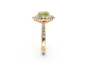 Floral Halo Engagement Ring Setting for Fancy Yellow Cushion Cut Center with Pave Accents and Prong Head in Yellow Gold