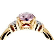 Solitaire Engagement Ring Setting for Fancy Pink Pear-Shaped Center with Grooved Bar Accent Band and Prong Head in Yellow Gold