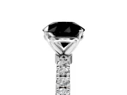 Open Basket Engagement Ring Setting for Fancy Black Round Cut Center with Pave Band and Prong Head in Platinum