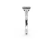 3 Stone Engagement Ring Setting for Emerald Cut Center with Channel Baguette Accents and Prong Head in Platinum