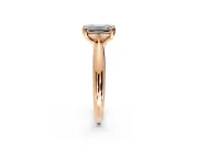 Solitaire Engagement Ring Setting for Emerald Cut Center with Reverse Tapered Band and Prong Head in Rose Gold