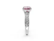 Solitaire Engagement Ring Setting for Fancy Pink Princess Cut Center with Multi-Row Pave Accents and Basket Head in Platinum