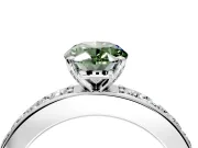 Solitaire Engagement Ring Setting for Fancy Green Oval Center with Channel-Set Accents and Prong Head in Platinum
