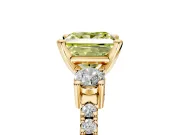 3 Stone Engagement Ring Setting for Fancy Yellow Princess Cut Center with Round Cut Side Accents and Prong Head in Yellow Gold