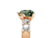 5 Stone Engagement Ring Setting for Fancy Green Heart-Shaped Center with Plain Band and Prong Head in Rose Gold