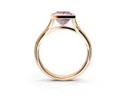 Solitaire Engagement Ring Setting for Fancy Pink Princess Cut Center with V Split Shank and Bezel Head in Rose Gold