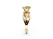 Solitaire Engagement Ring Setting for Fancy Yellow Oval Center with Criss-Cross Accent Band and Prong Head in Yellow Gold