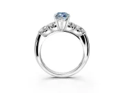 5 Stone Engagement Ring Setting for Fancy Blue Marquise Center with Graduated Accents and Prong Head in Sterling Silver