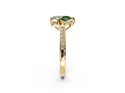 Floral Engagement Ring Setting for Fancy Green Pear-Shaped Center with Four Accent Clusters and Prong Head in Yellow Gold
