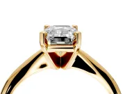 Solitaire Engagement Ring Setting for Emerald Cut Center with Knife Ridge Band and Claw Prong Head in Yellow Gold