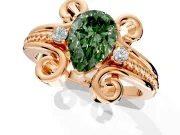 Solitaire Engagement Ring Setting for Fancy Green Pear-Shaped Center with Twisted Band and Scroll Prong Head in Rose Gold