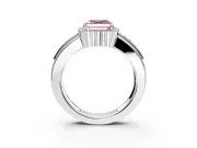 Halo Engagement Ring Setting for Fancy Pink Asscher Cut Center with Wide Band, Inlaid Accent Row and Prong Head in Platinum