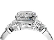 Solitaire Engagement Ring Setting for Princess Cut Center with Marquise Flower Shoulders and Prong Head in Sterling Silver