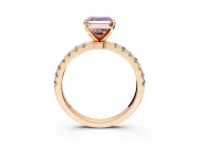 Open Basket Engagement Ring Setting for Fancy Pink Asscher Cut Center with Pave Band and Prong Head in Rose Gold