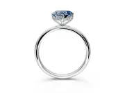 Hidden Halo Engagement Ring Setting for Fancy Blue Heart-Shaped Center with Thin Round-Wire Band and Prong Head in Sterling Silver