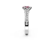 Solitaire Engagement Ring Setting for Fancy Pink Pear-Shaped Center with Channel Band and Double Claw Prong Head in Sterling Silver