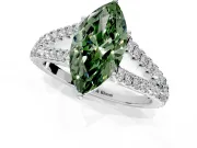 Solitaire Engagement Ring Setting for Fancy Green Marquise Center with Pave Split Shank and Prong Head in Sterling Silver