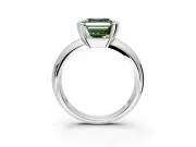 Tension Engagement Ring Setting for Fancy Green Asscher Cut Center with Wide Flat Band and Tension Head in White Gold