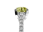 Solitaire Engagement Ring Setting for Fancy Yellow Round Cut Center with Widening Pave Band and Claw Prong Head in Platinum