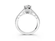 Solitaire Engagement Ring Setting for Pear-Shaped Center with Pave Cathedral Band and Prong Head in Sterling Silver