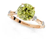 Solitaire Engagement Ring Setting for Fancy Yellow Round Cut Center with Bezel Station Band and Prong Head in Rose Gold
