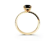 Solitaire Engagement Ring Setting for Fancy Black Oval Center with Fine Pave Narrow Band and Prong Head in Yellow Gold