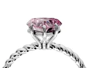 Solitaire Engagement Ring Setting for Fancy Pink Heart-Shaped Center with Plain Twisted Rope Band and Prong Head in Sterling Silver