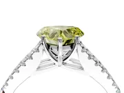 Solitaire Engagement Ring Setting for Fancy Yellow Heart-Shaped Center with Pave Split Shank and Prong Head in Platinum