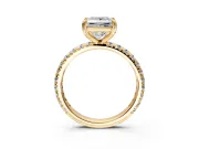 Solitaire Engagement Ring Setting for Princess Cut Center with Shared-Prong Accents and Prong Head in Yellow Gold