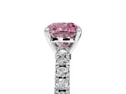 Solitaire Engagement Ring Setting for Fancy Pink Cushion Cut Center with Single Row Accent Band and Prong Head in Sterling Silver