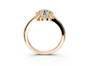 Floral Frame Engagement Ring Setting for Round Cut Center with Accent Clusters and Prong Head in Rose Gold