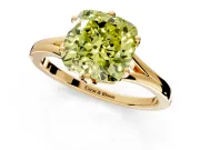 Solitaire Engagement Ring Setting for Fancy Yellow Cushion Cut Center with Plain Split Shank and Prong Head in Yellow Gold