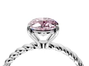 Solitaire Engagement Ring Setting for Fancy Pink Oval Center with 2-Strand Rope Twist Band and Prong Head in Platinum
