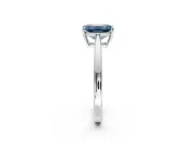 Solitaire Engagement Ring Setting for Fancy Blue Emerald Cut Center with Open Cathedral Shoulders and Prong Head in Platinum