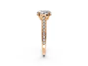 Solitaire Engagement Ring Setting for Oval Center with Pave Cathedral Band and Prong Head in Rose Gold