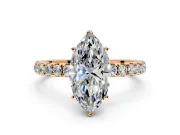 Open Basket Engagement Ring Setting for Marquise Center with Pave Band and Prong Head in Rose Gold