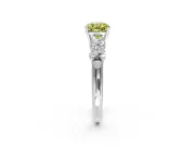 5 Stone Engagement Ring Setting for Fancy Yellow Cushion Cut Center with Graduated Accents and Prong Head in Platinum