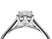 Solitaire Engagement Ring Setting for Emerald Cut Center with Cathedral Band and Prong Head in White Gold