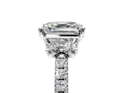 Paired Accent Engagement Ring Setting for Asscher Cut Center with Pave Band and Prong Head in Sterling Silver