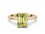 Solitaire Engagement Ring Setting for Fancy Yellow Emerald Cut Center with Knife Ridge Band and Claw Prong Head in Yellow Gold